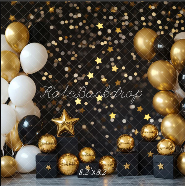 Cake Smash Gold and Black Balloon
